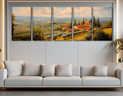 Tuscany Canvas Print - Olive Grove Painting on Cotton Canvas, Ready to Hang Wall Art
