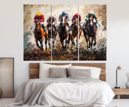 Horse Racing Canvas Print - Framed Cotton Canvas Art, Kentucky Derby Wall Decor