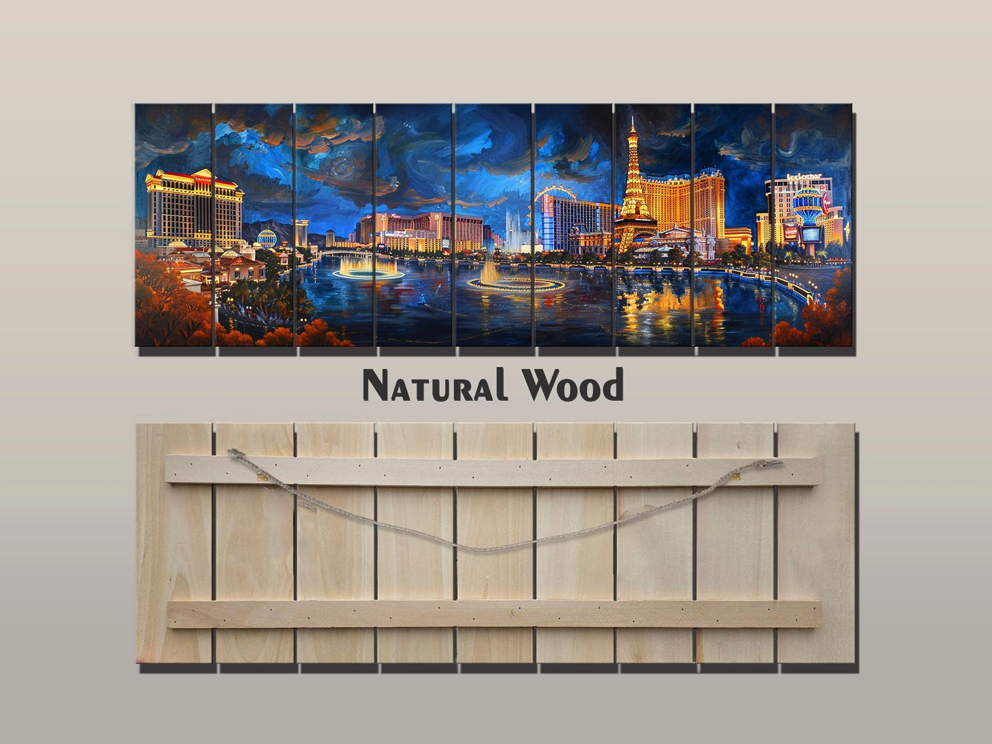 Las Vegas Wood Print - Rustic Natural Wood Wall Art | UV Printed Plank Artwork