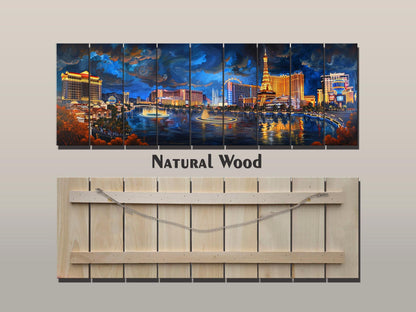 Las Vegas Wood Print - Rustic Natural Wood Wall Art | UV Printed Plank Artwork