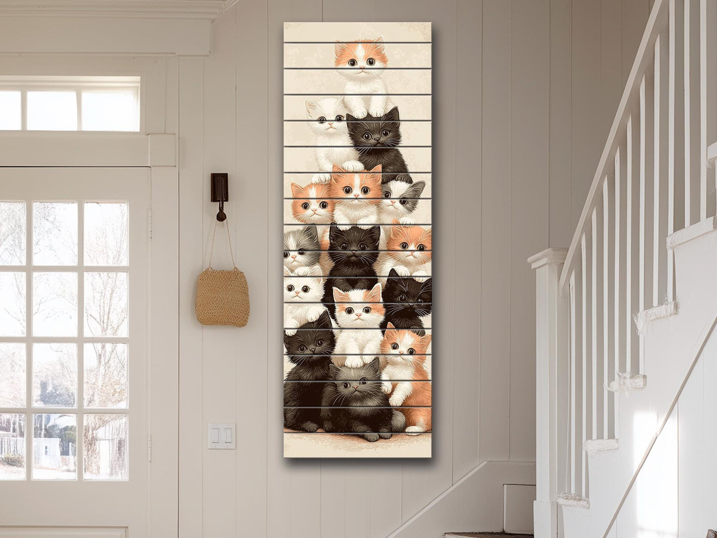 Kitten Print on Wood, Rustic Cats Wall Art, Cat Lover Gift