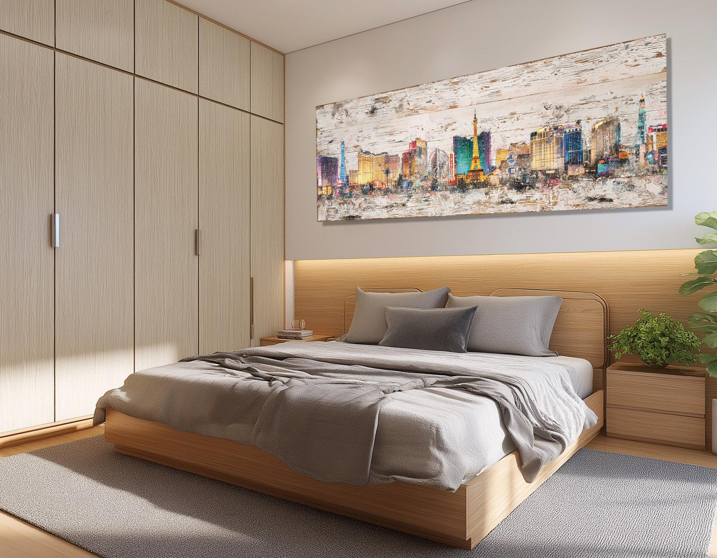 Las Vegas Canvas Print – Retro Panorama Wall Art | Rustic Framed Decor