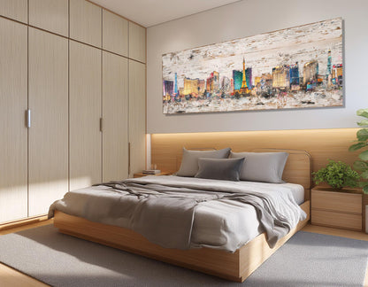 Las Vegas Canvas Print – Retro Panorama Wall Art | Rustic Framed Decor