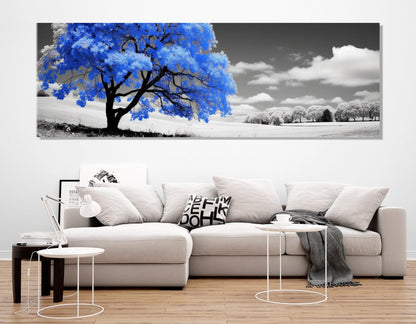 Blue Blossom Tree Canvas - Minimalist Wall Decor | Framed Canvas Print, Ready to Hang