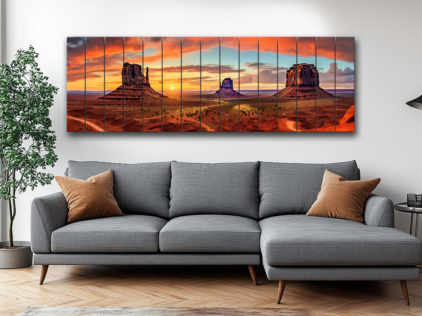 Red Rocks Wood Art – Monument Valley Painting on Natural Wood Planks | Rustic Wall Decor