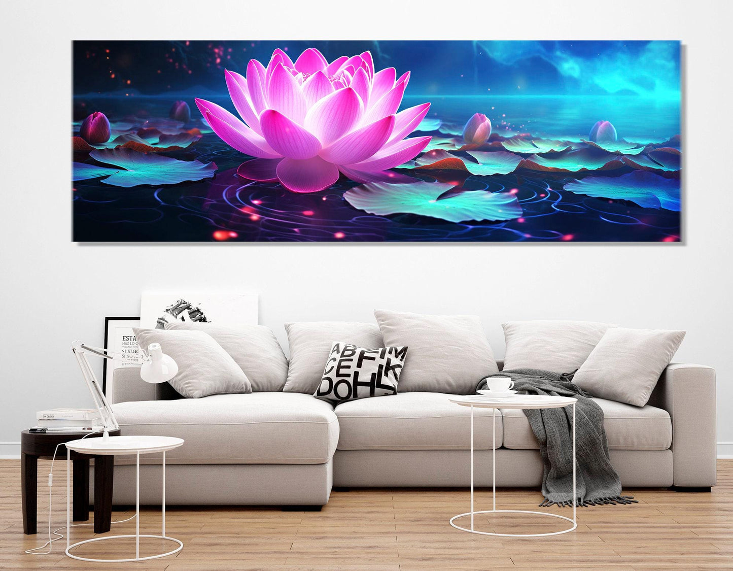 Lotus Flower Canvas Print – Abstract Floral Wall Decor | Framed, Ready to Hang