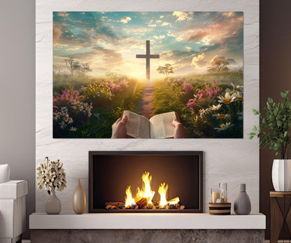 Bible Canvas Print, Religious Wall Art, Christian Wall Decor, Framed and Ready to Hang