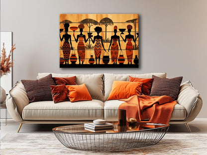 Wood Wall Art – Abstract African Painting on Wood | Ethnic Wall Decor, Rustic Style
