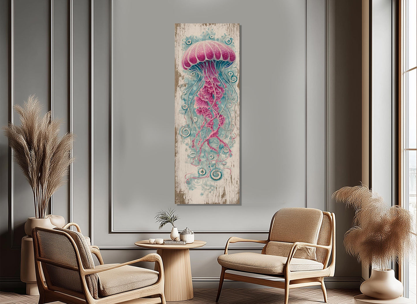 Jellyfish Canvas Print - Rustic Underwater Wall Art | Framed & Ready to Hang