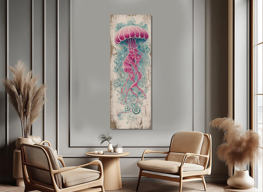Jellyfish Canvas Print - Rustic Underwater Wall Art | Framed & Ready to Hang