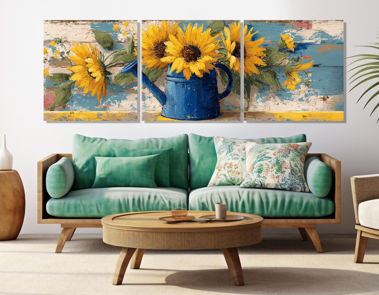 Sunflowers Canvas Print – Rustic Flower Art | Framed Wall Art, Ready to Hang
