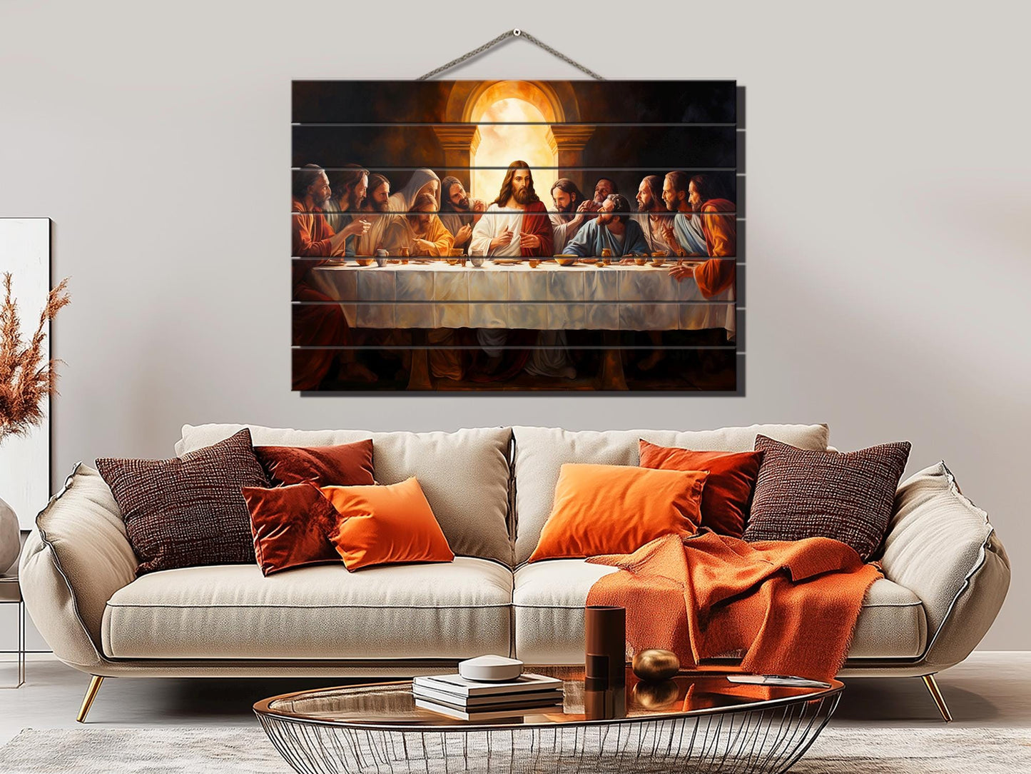 Last Supper Wood Art – Rustic Christian Wall Art Printed on Wood Planks