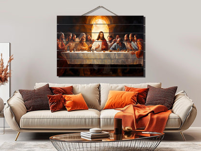 Last Supper Wood Art – Rustic Christian Wall Art Printed on Wood Planks