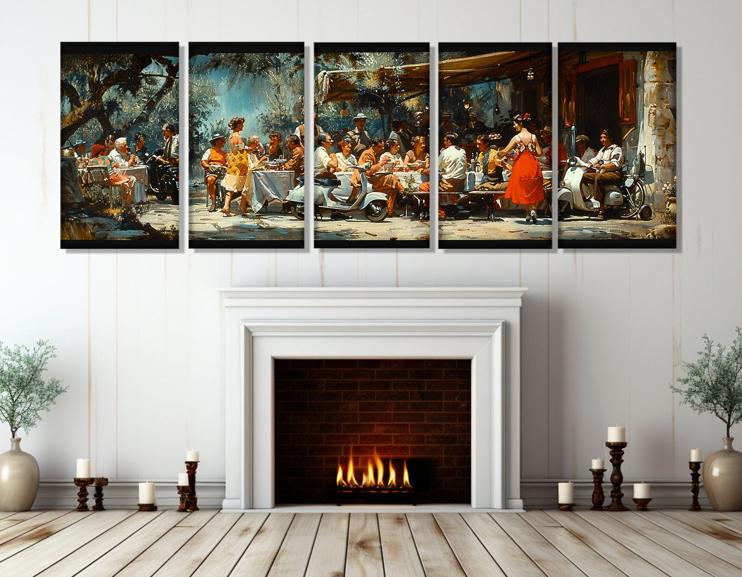 Vespa Club Canvas - Birthday Party Abstract Canvas Print | Framed, Ready to Hang