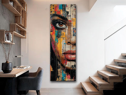 Abstract Expressionism Portrait | Black Woman Wood Wall Art – Mixed Media Print