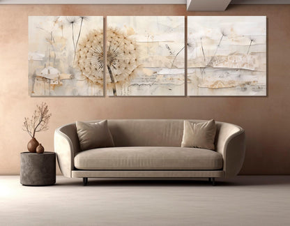 Abstract Dandelion Painting - Large Cotton Canvas Print | Floral Wall Art Ready to Hang