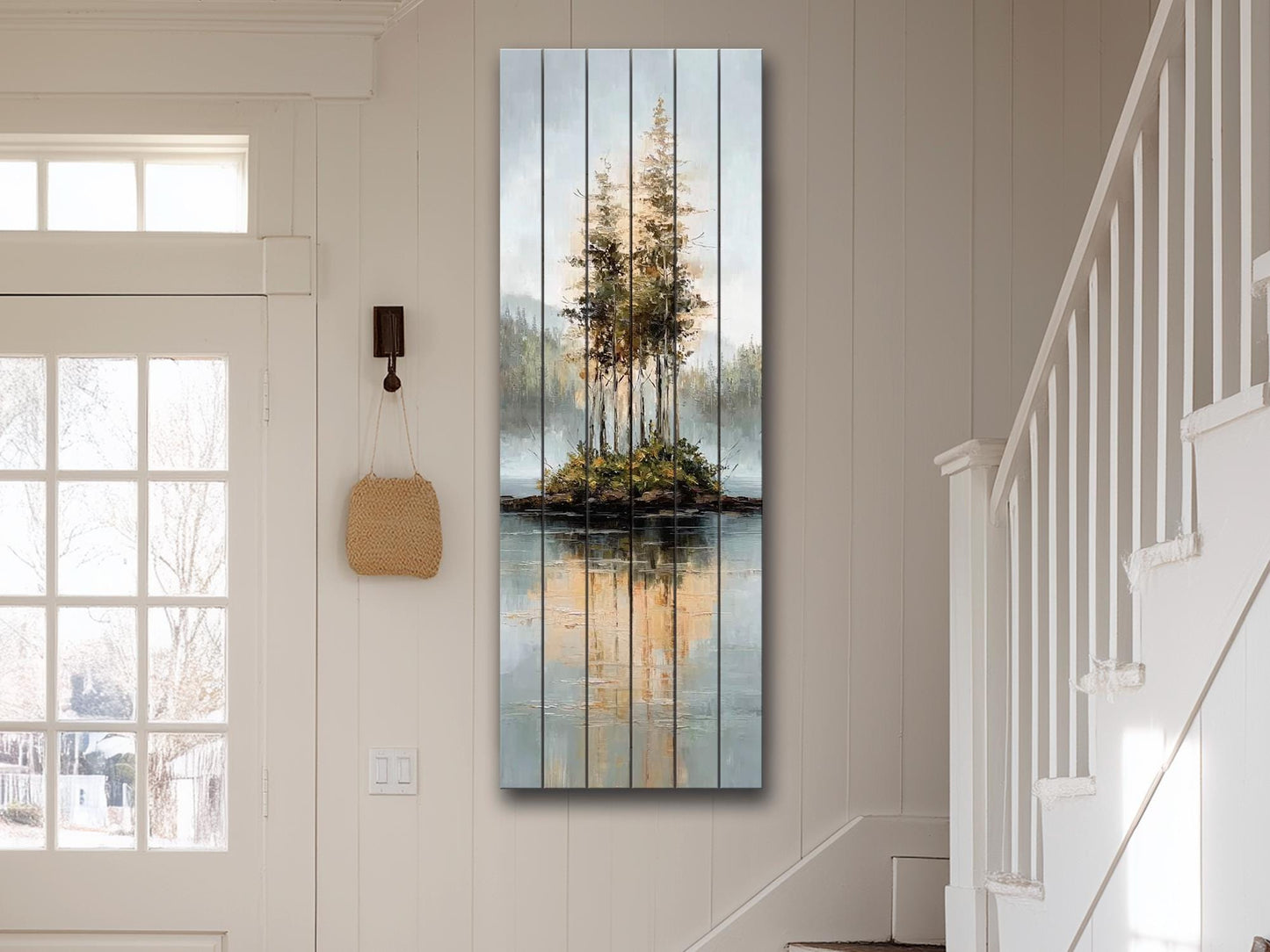 Rustic Wood Wall Art – Scenic Wood Landscape Print With Natural Texture