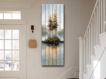 Rustic Wood Wall Art – Scenic Wood Landscape Print With Natural Texture