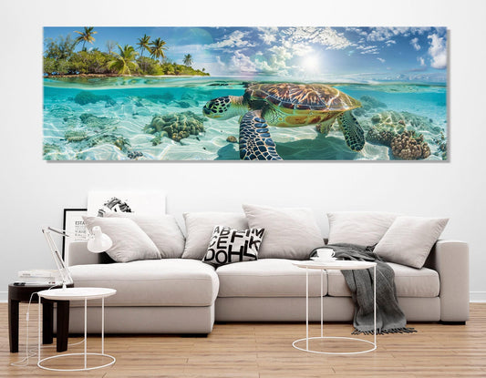 Sea Turtle Canvas Print – Underwater Wall Art | Framed Canvas Art Ready to Hang