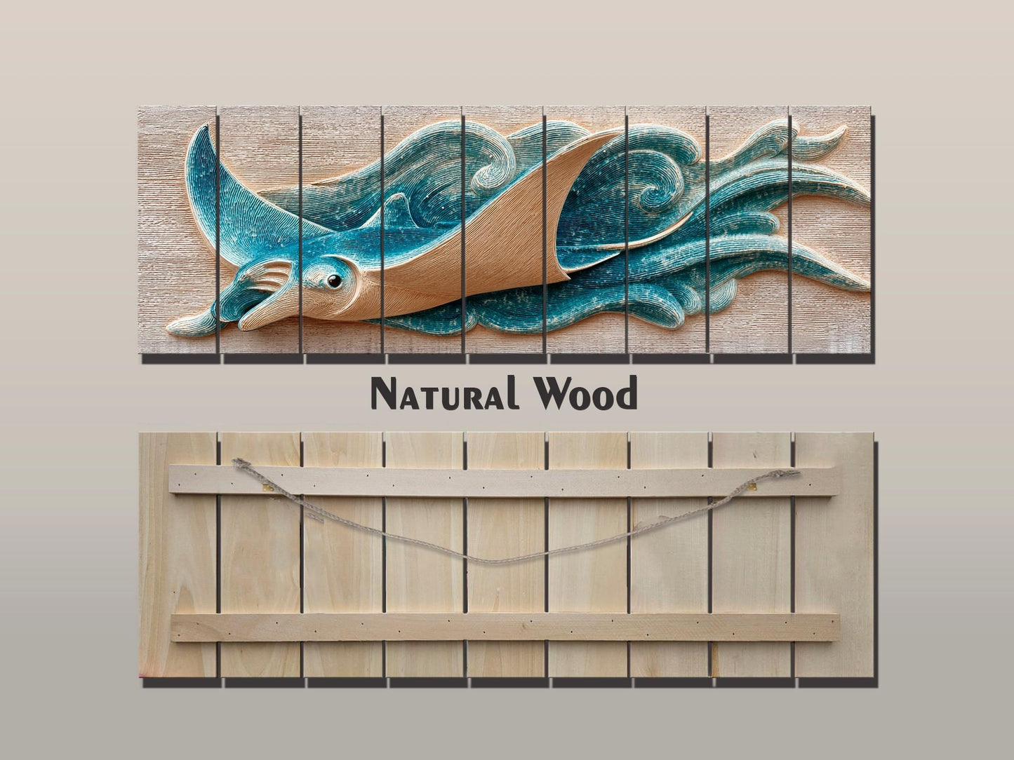 Manta Ray Wood Print – Coastal Wall Art With Rustic Nautical Decor
