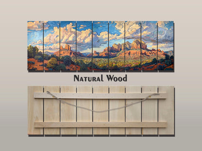 Sedona Wood Wall Art – Rustic Wood Plank Art | Arizona Wall Decor Print