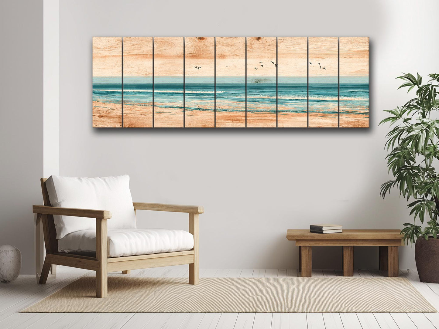 Coastal Wall Art – Pelican Art Print on UV Printed Wood for Beach House Decor