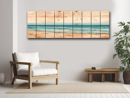 Coastal Wall Art – Pelican Art Print on UV Printed Wood for Beach House Decor