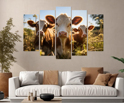 Highland Cows Canvas - Cute Calf Canvas Print | Ready to Hang Rustic Cow Painting