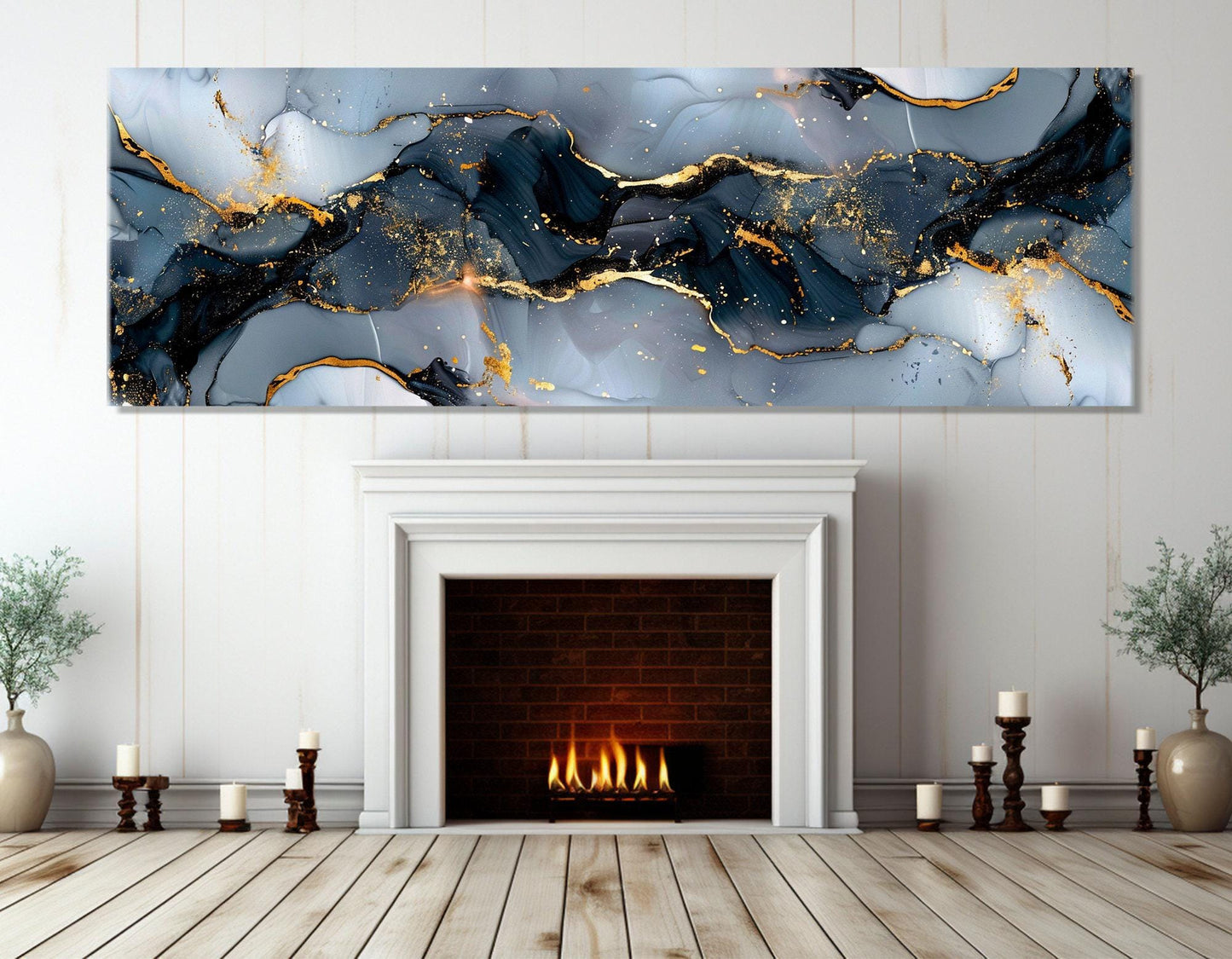 Contemporary Marble Canvas - Wide Modern Wall Art | Framed & Ready to Hang