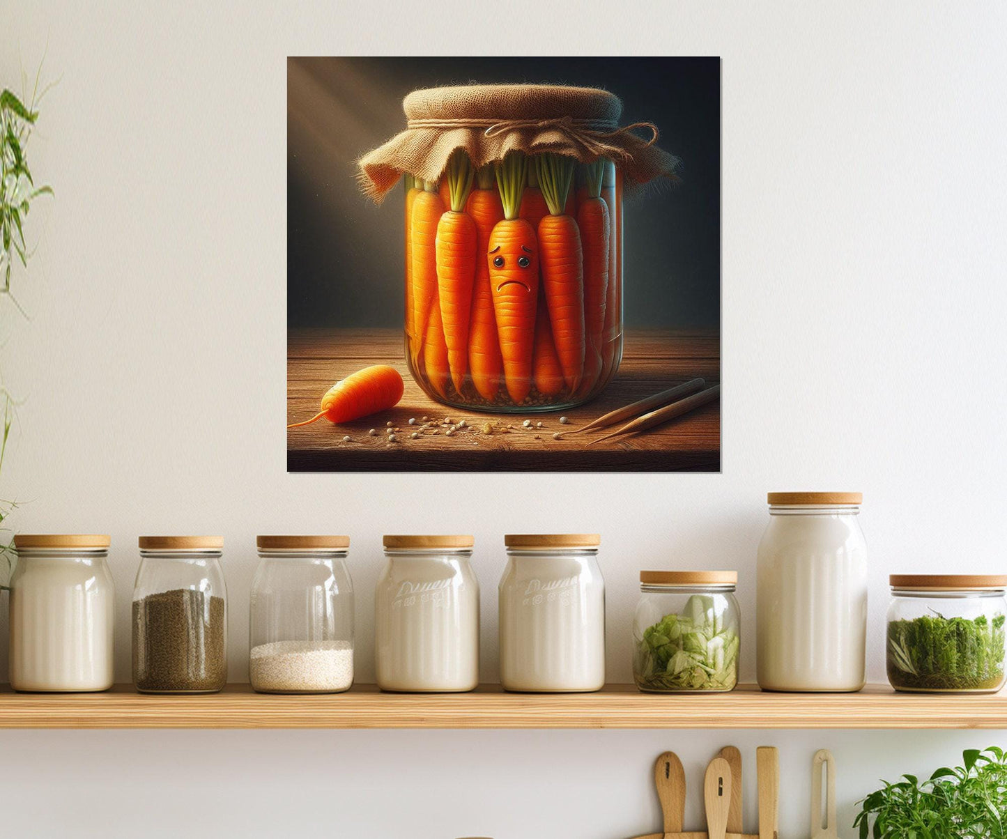 Kitchen Wall Decor – Funny Kitchen Print Pickled Vegetables Art Framed Canvas Print