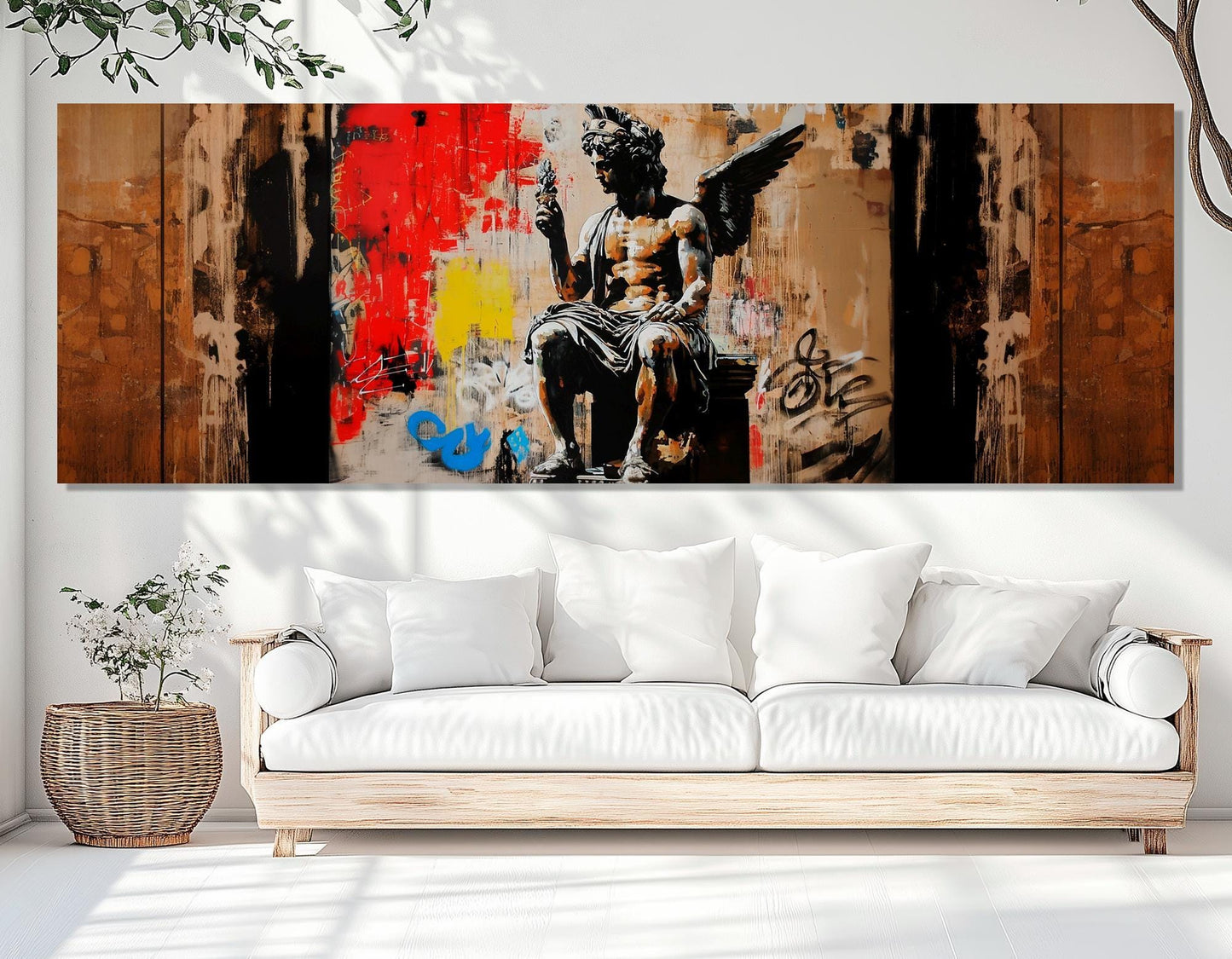 Greek Statue Canvas Print – Abstract Graffiti Art on Cotton Canvas, Ready to Hang