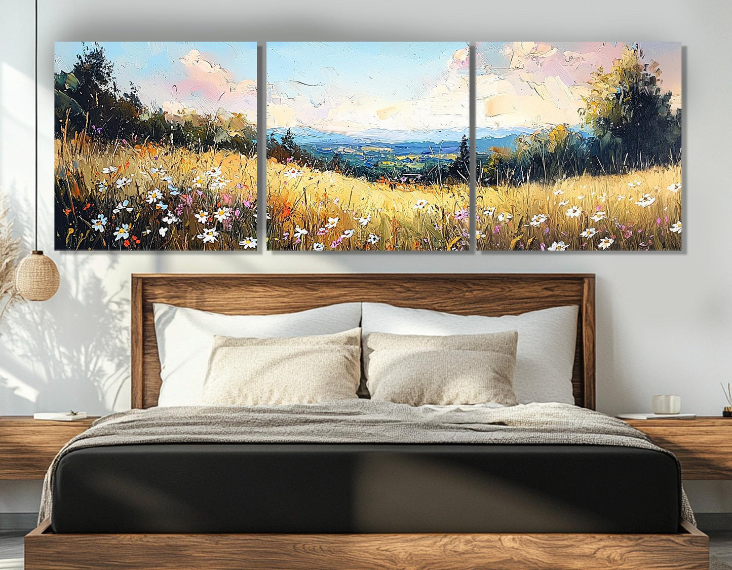 Wildflowers Canvas Print – Serene Meadow Painting | Framed Floral Wall Art Ready to Hang
