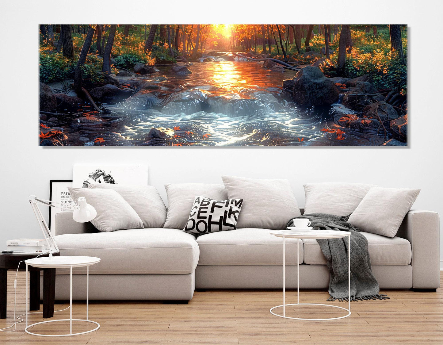 Sunset River Canvas - Large Scenic River Artwork | Framed Canvas Art Ready to Hang