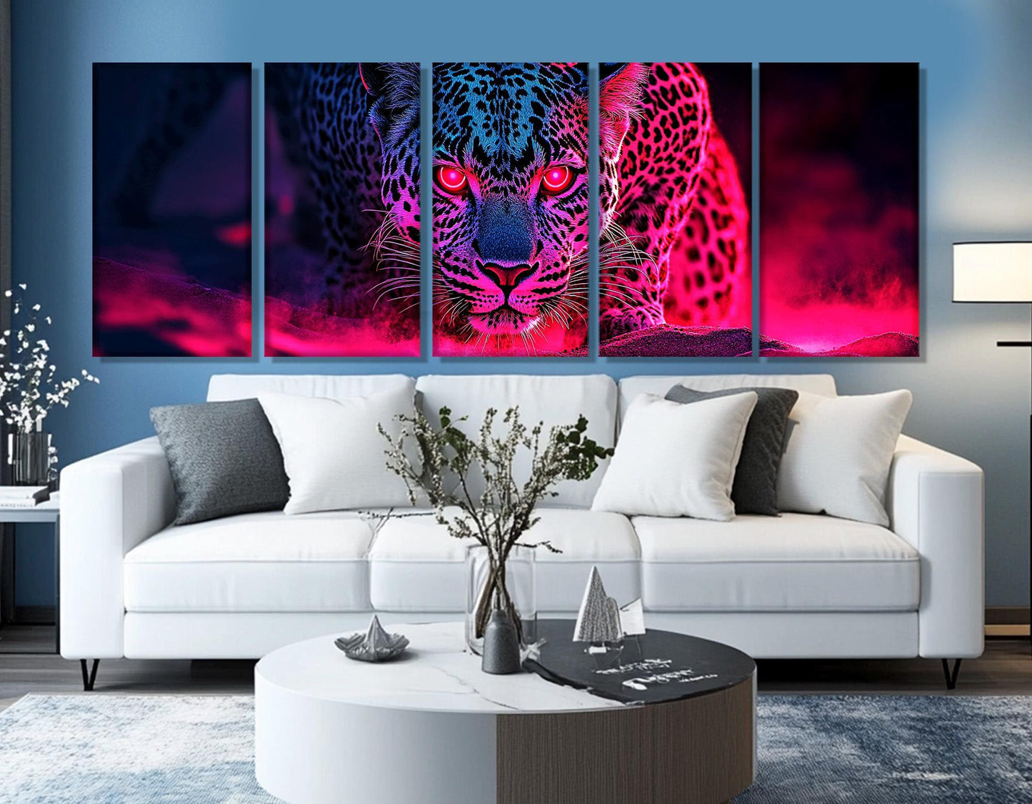 Leopard Canvas Print – Large Animal Wall Art | Abstract Hunting Leopard Poster