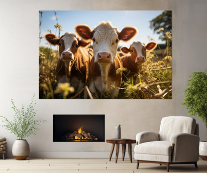 Highland Cows Canvas - Cute Calf Canvas Print | Ready to Hang Rustic Cow Painting