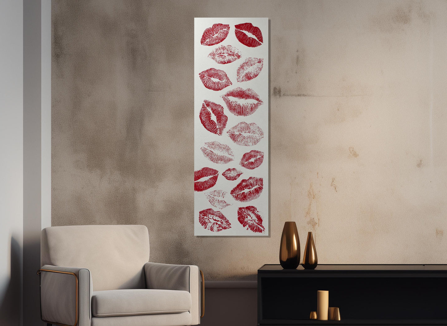 Red Lip Prints Canvas – Romantic Kiss Art | Modern Wall Decor | Ready to Hang