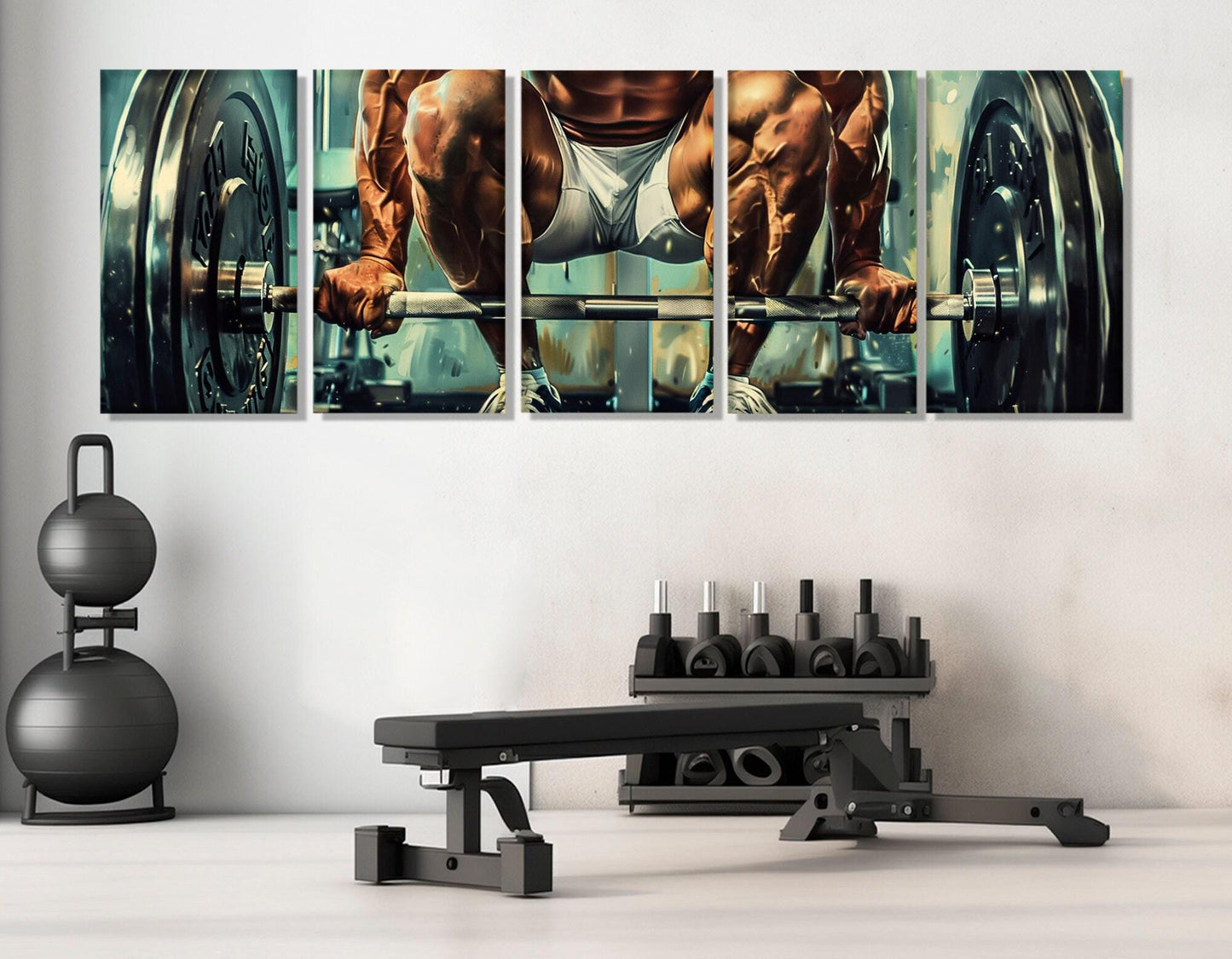 Weightlifting Canvas Print – Large Gym Wall Decor | Abstract Fitness Painting Ready To Hang