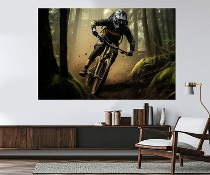 Mountain Bike Canvas Print - Downhill Bike Poster | Velo Sport Wall Art Framed