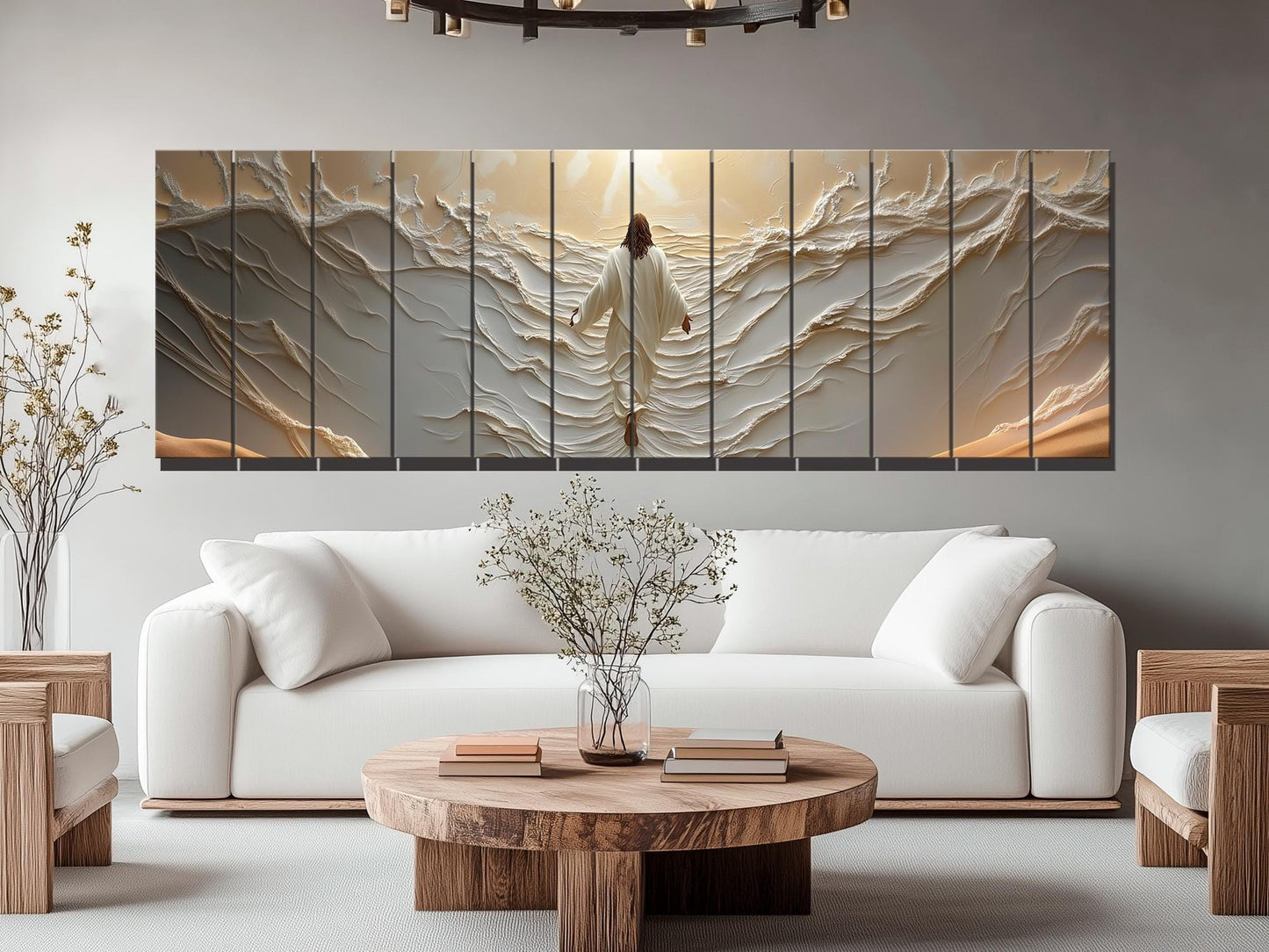 Religious Wood Wall Art - Jesus Walks on Water | Rustic Biblical Wall Decor Print on Wood
