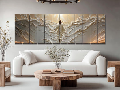Religious Wood Wall Art - Jesus Walks on Water | Rustic Biblical Wall Decor Print on Wood