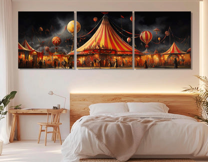 Vintage Circus Painting – Retro Circus Poster | Abstract Wall Art Canvas Print, Ready to Hang