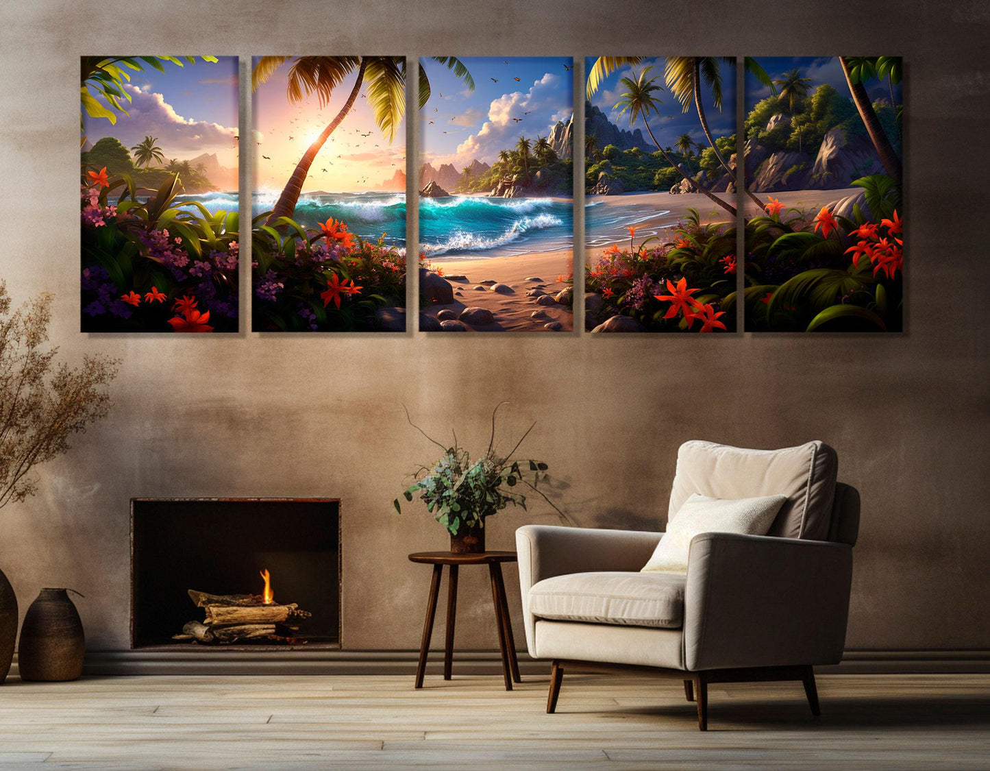 Beach Canvas Print – Large Tropical Wall Art | Framed & Ready to Hang Canvas