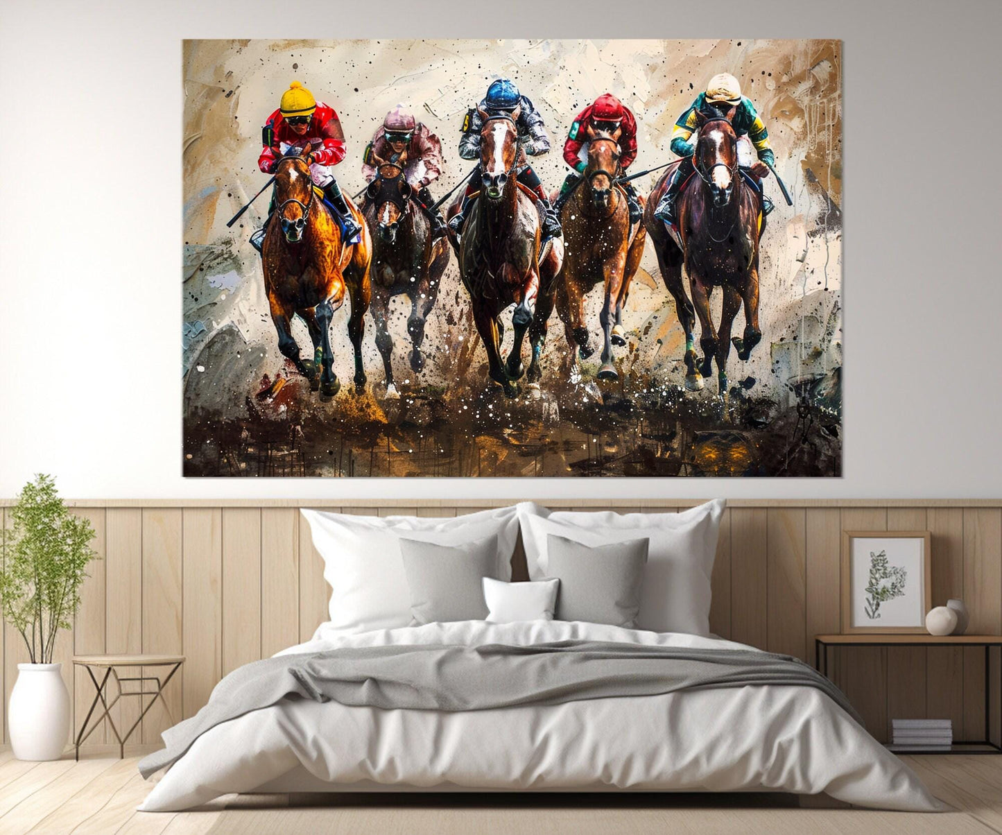 Horse Racing Canvas Print - Framed Cotton Canvas Art, Kentucky Derby Wall Decor