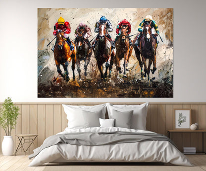 Horse Racing Canvas Print - Framed Cotton Canvas Art, Kentucky Derby Wall Decor