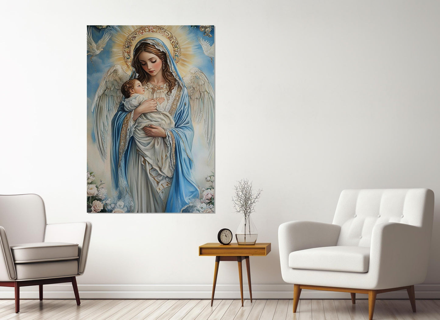 Virgin Mary Canvas Print – Mary and Jesus Painting | Framed Religious Wall Art
