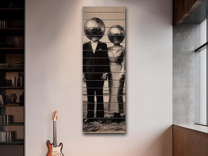 Vintage Wood Print – Black White Art Surreal Photo Print on Wood Planks
