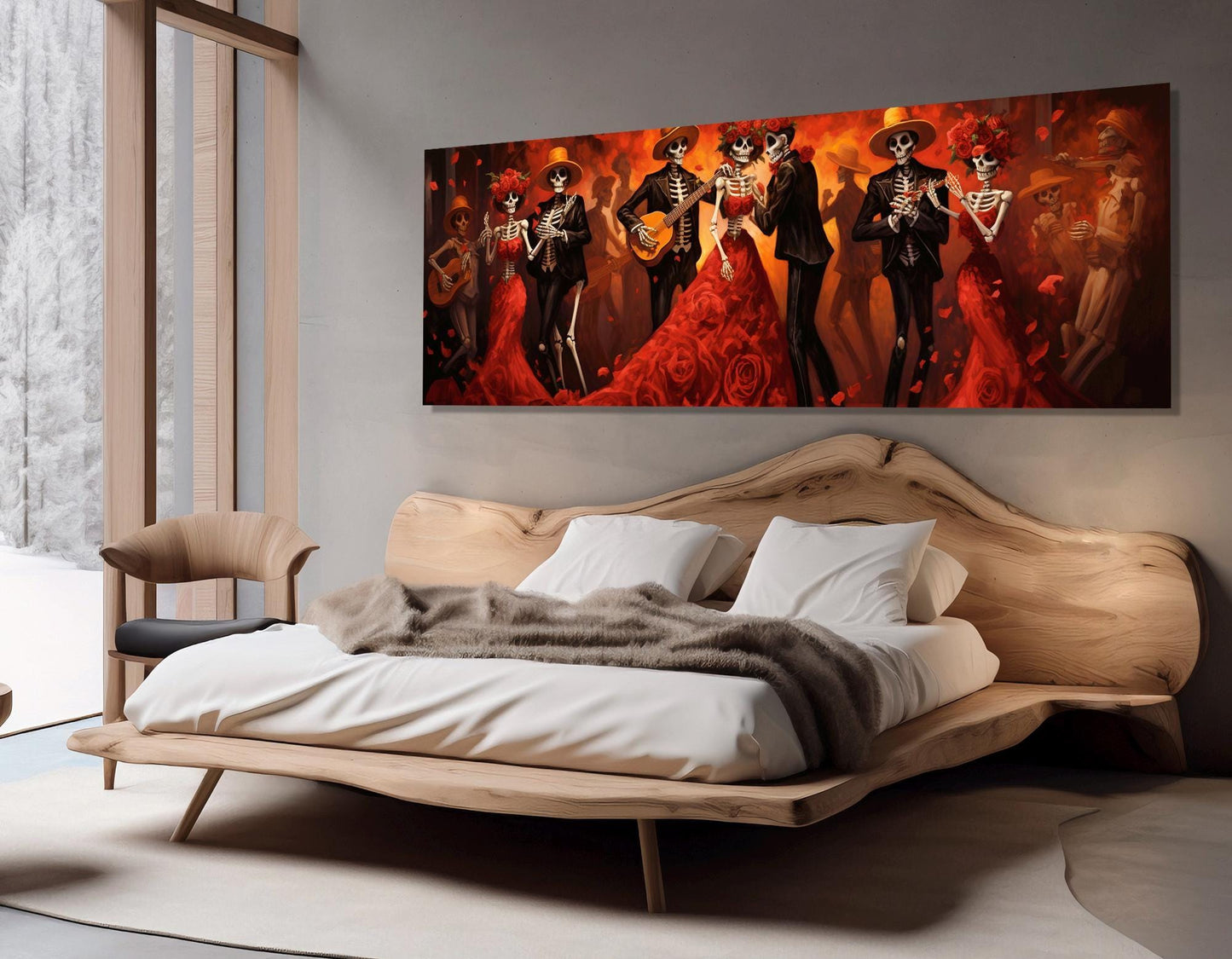 Day of the Dead Canvas – Large Skeleton Dance Print | Framed & Ready to Hang