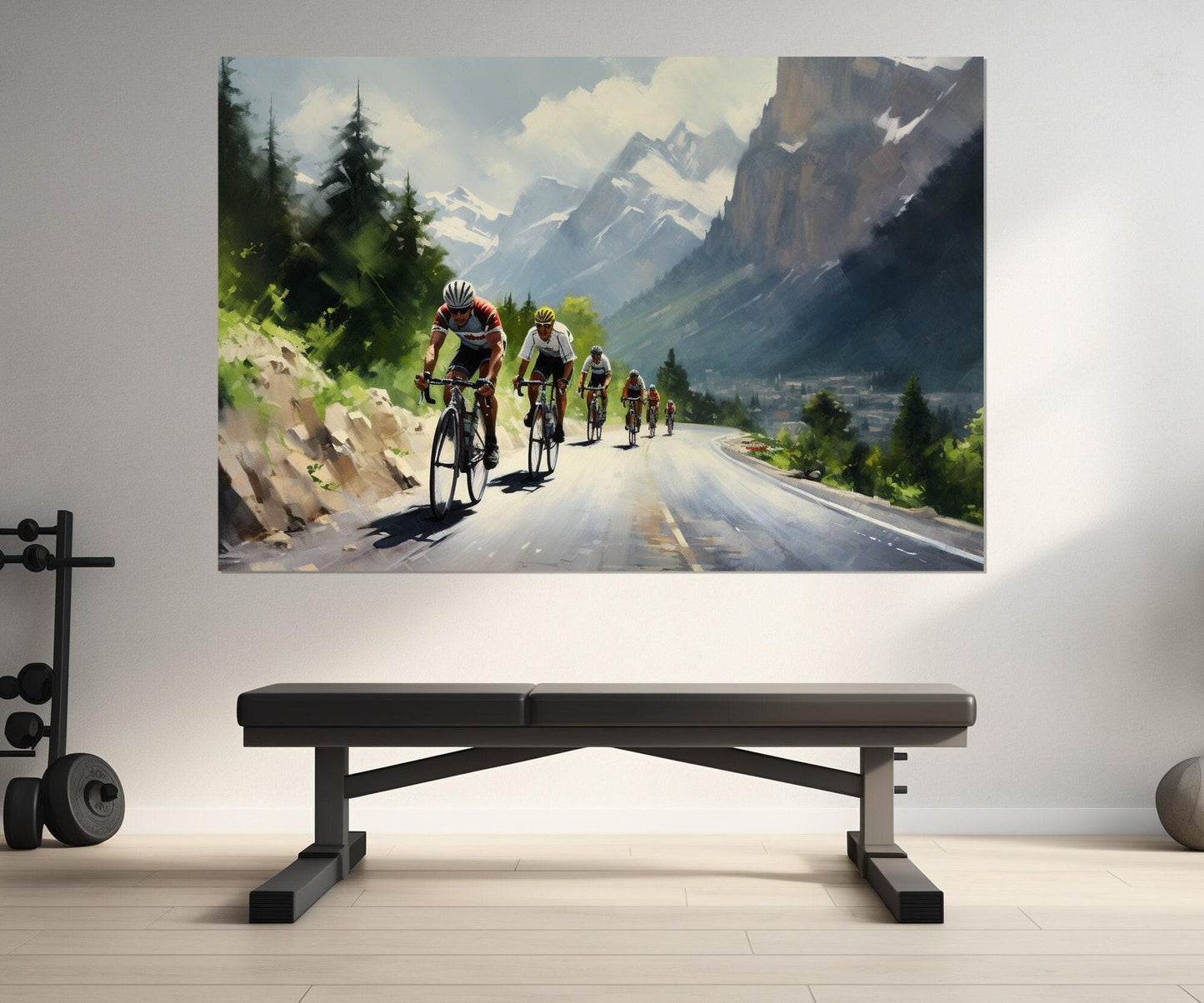 Cycling Canvas Print – Abstract Velo Sport Painting | Ready To Hang Framed Art