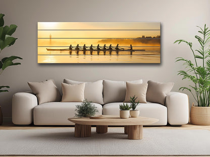 Rowing Wood Wall Art – Natural Wood Print Boating Art | Unique Rower Gift