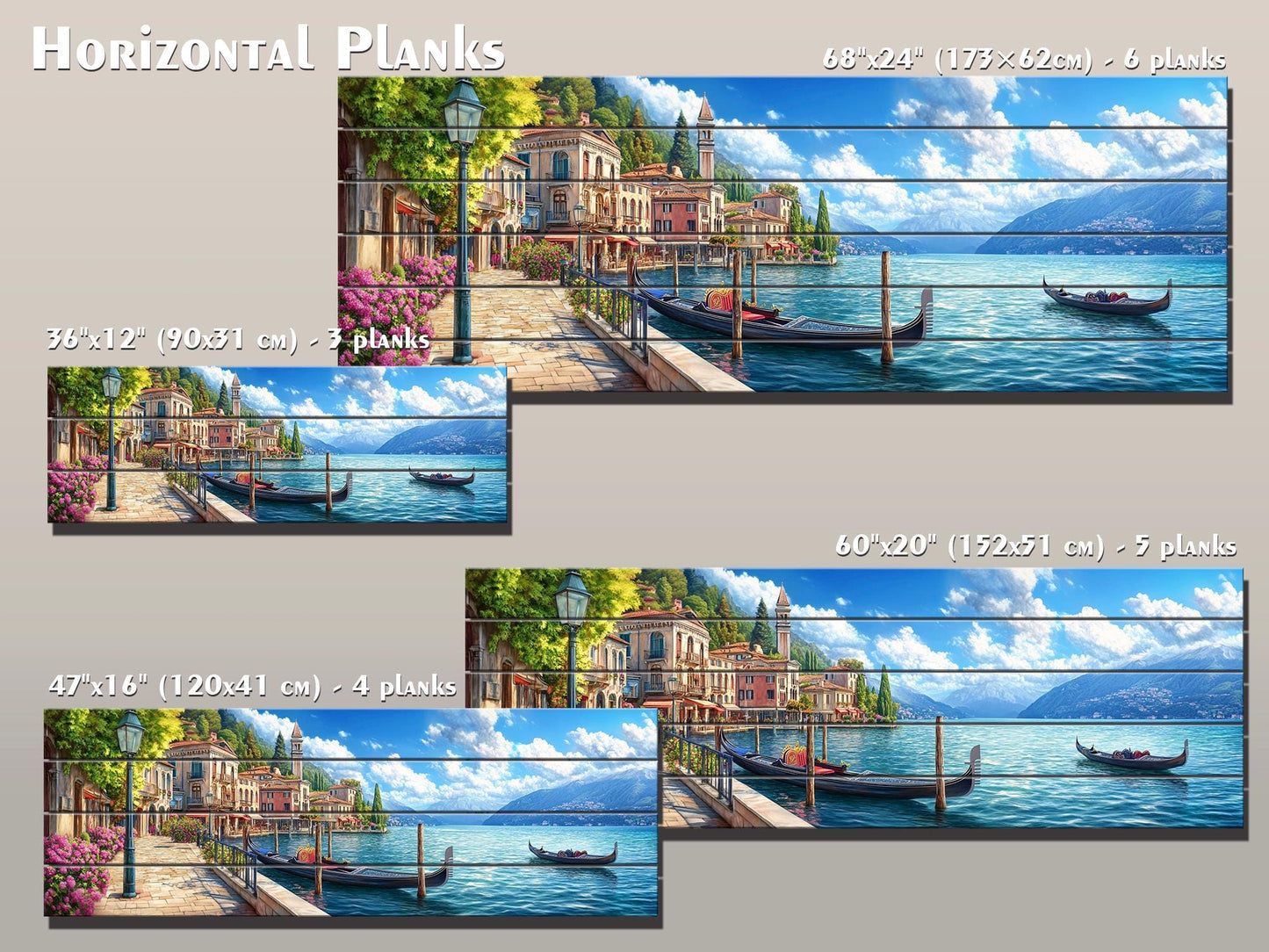 Lake Como In Italy Print On Natural Wood- Landscape Wall Art